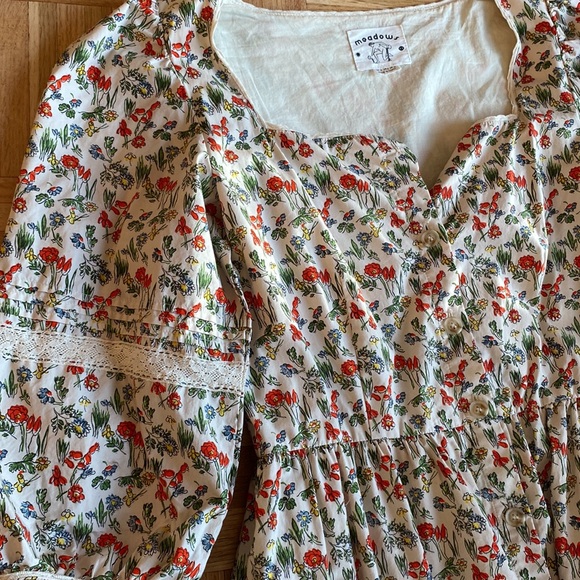 NWOT-Meadows cottage core floral maxi dress with lace - Picture 2 of 5